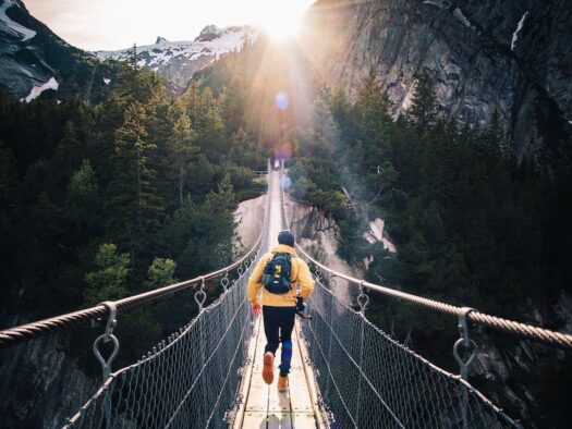 running man on bridge